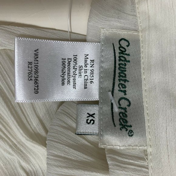 Coldwater Creek Blouse top Size X Small Ivory Crinkle lace New $69 - Picture 6 of 8